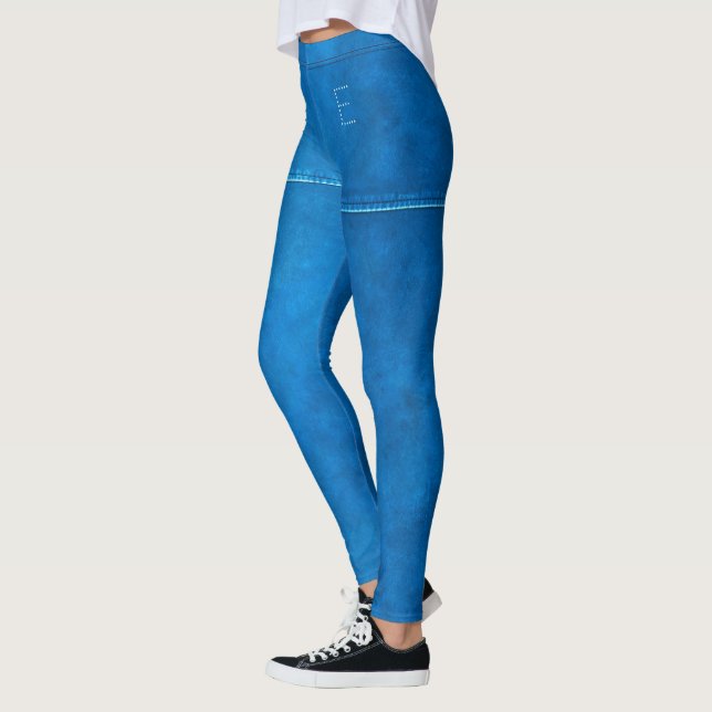 Honolulu Blue Leather & Seam Chic Custom Initial Leggings (Links)
