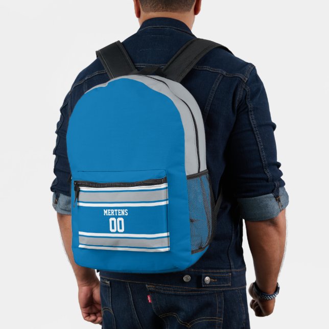 Honolulu Blue & Silver Sports Strip Team Name Bedruckter Rucksack (Insitu (Modell))