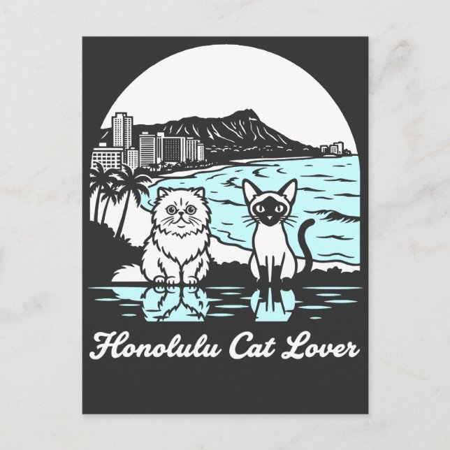 Honolulu City Hawaii Cat Lover Postkarte (Vorderseite)