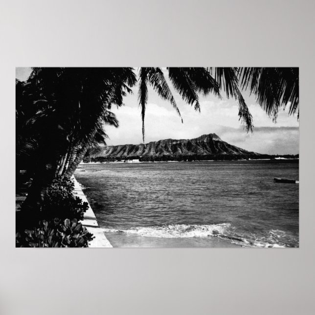 Honolulu, Hawaii - Ansicht des Diamanten-Kopfes Poster (Vorne)