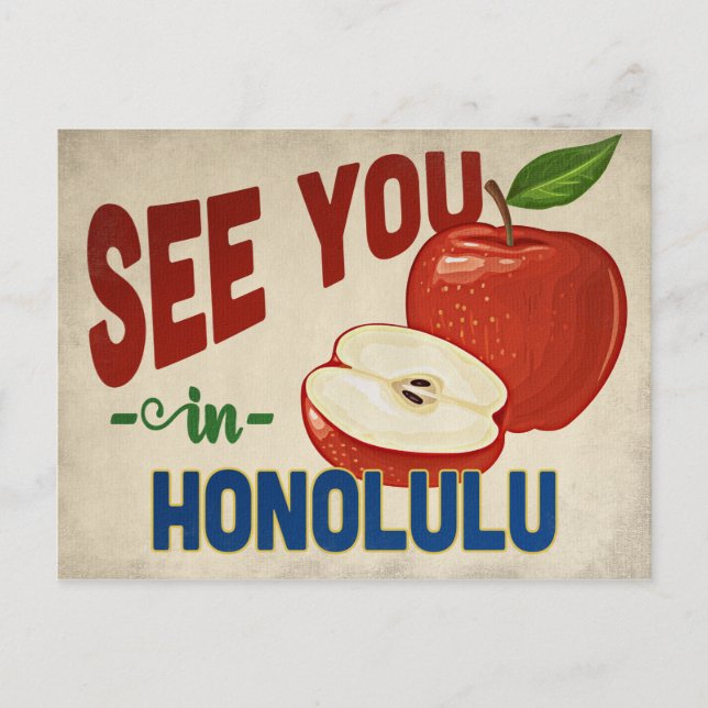Honolulu Hawaii Apple - Vintage Travel Postkarte (Vorderseite)
