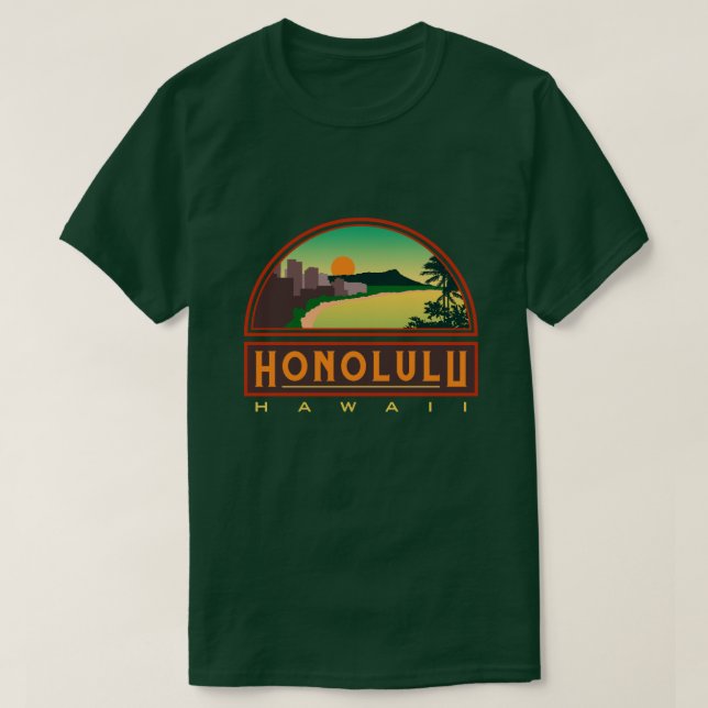 Honolulu Hawaii Green T - Shirt (Design vorne)