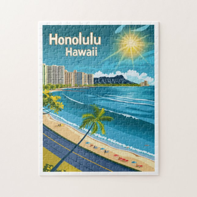 Honolulu Hawaii - Küste Aussicht Vintage Reisen (Vertikal)