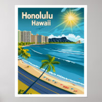 Honolulu Hawaii - Küste Aussicht Vintage Reisen
