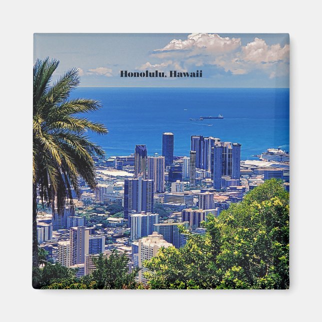 Honolulu, Hawaii malerisches Stadtbild Magnet (Vorne)