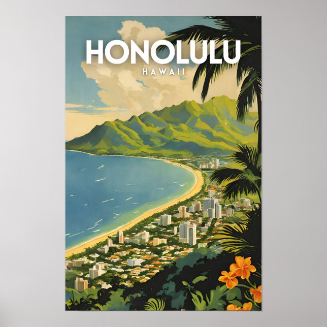 Honolulu Hawaii Nostalgic Poster (Vorne)