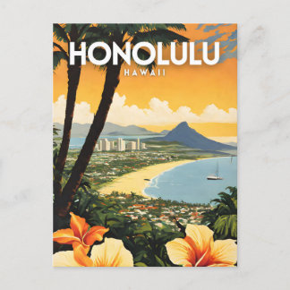 Honolulu Hawaii Nostalgic Travel Postkarte