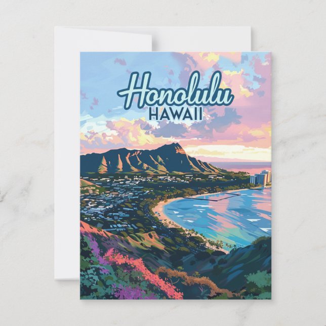 Honolulu Hawaii Oahu Waikiki Diamondhead Card (Vorderseite)