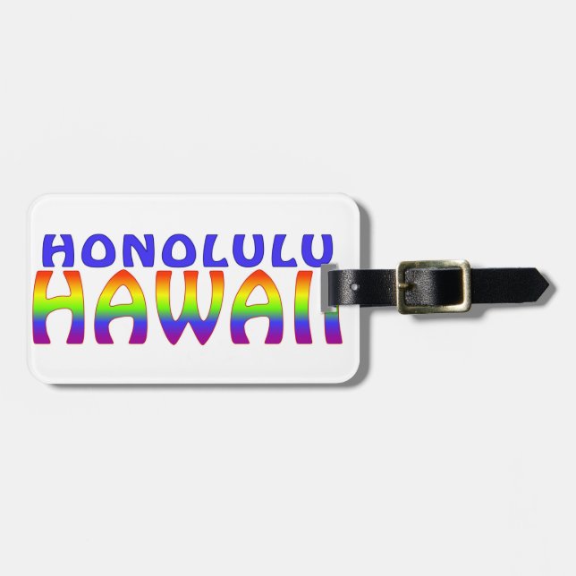 Honolulu Hawaii-Regenbogenworte Gepäckanhänger (Vorderseite horizontal)