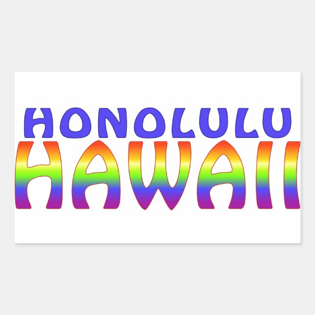 Honolulu Hawaii Regenbogenwörter Rechteck Aufklebe Rechteckiger Aufkleber (Vorderseite)