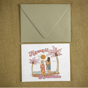 Honolulu Hawaii Retro-Surfing Tropischer Strand Postkarte