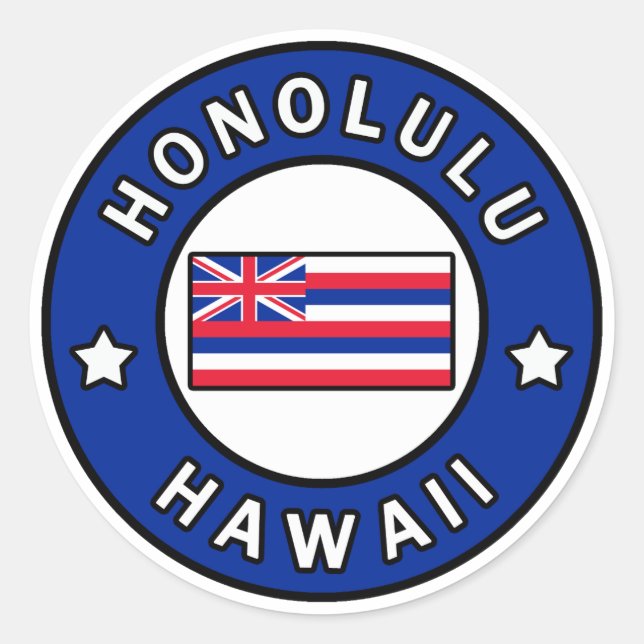 Honolulu Hawaii Runder Aufkleber (Vorderseite)