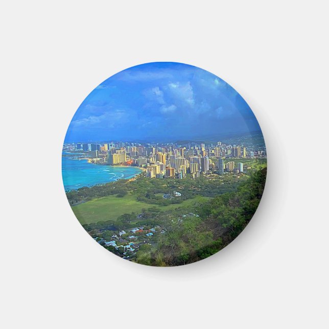 Honolulu, Hawaii Skyline #1 Magnet (Devant)