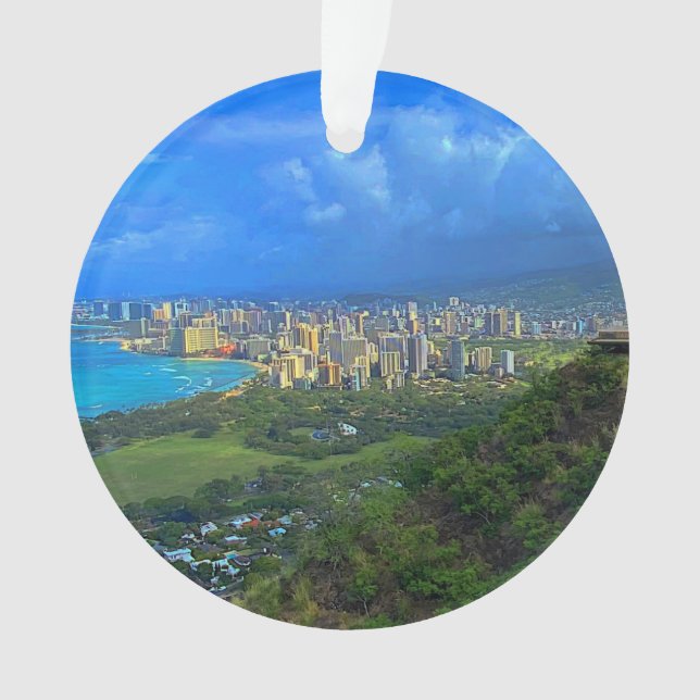 Honolulu, Hawaii Skyline #1 Ornament (Vorderseite)