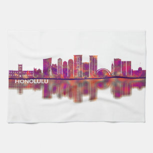 Honolulu Hawaii Skyline Geschirrtuch
