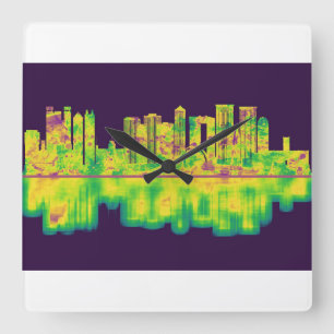 Honolulu Hawaii Skyline Quadratische Wanduhr