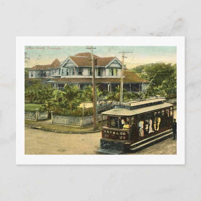 Honolulu, Hawaii Street Scene Vintag Postkarte (Vorderseite)
