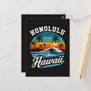 Honolulu Hawaii Surfen Sonnenuntergang Postkarte