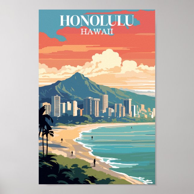 Honolulu, Hawaii: Travel Vintage Poster (Vorne)