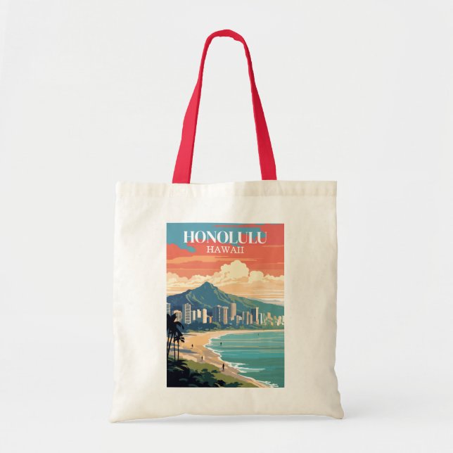 Honolulu, Hawaii: Travel Vintage Tragetasche (Vorne)