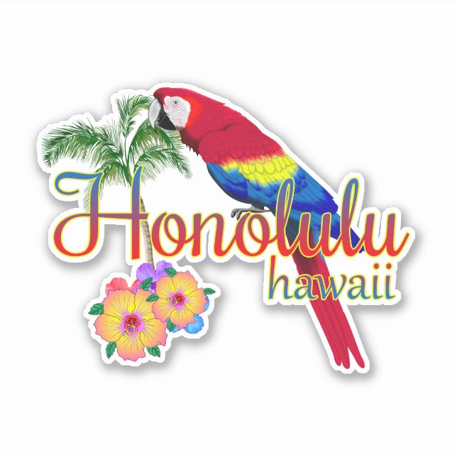 Honolulu Hawaii Tropical Parrot Aufkleber (Vorderseite)