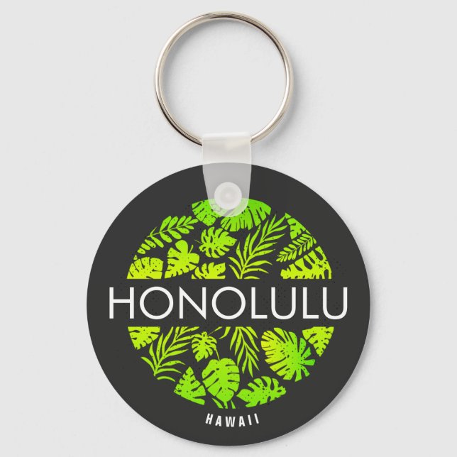 Honolulu Hawaii Tropischer Individuelle Name Schlüsselanhänger (Vorderseite)