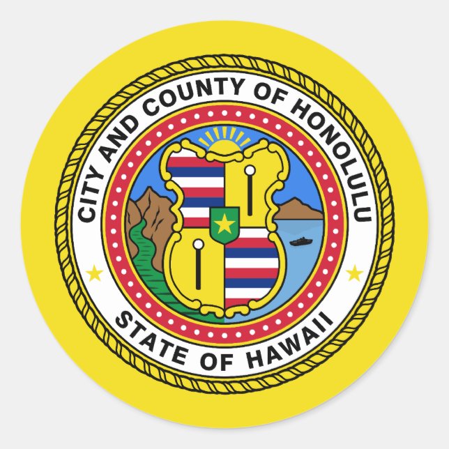 Honolulu, Hawaii, Vereinigte Staaten Runder Aufkleber (Vorderseite)