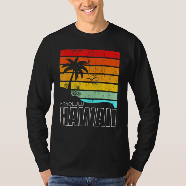 Honolulu Hawaiian Sumer Vacation Aloha HI Beach Re T-Shirt (Vorderseite)
