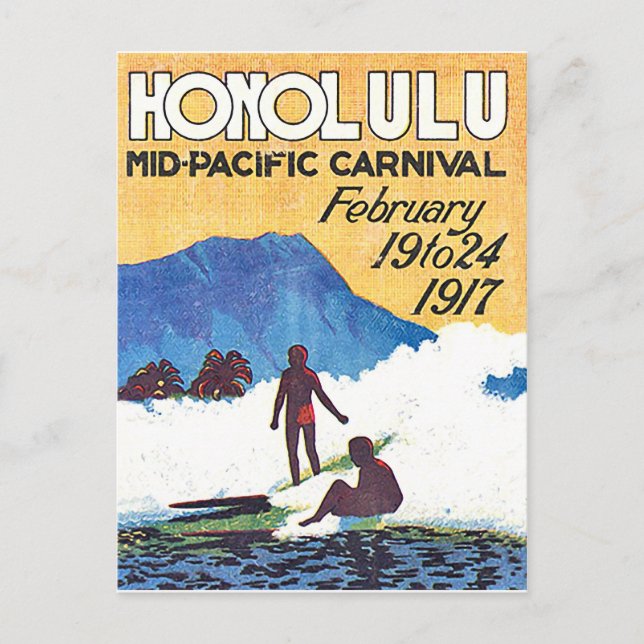 Honolulu, mittelpazifischer Karneval, Jahrgang Postkarte (Vorderseite)