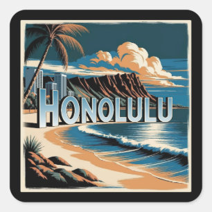 Honolulu O’aho Hawaii Quadratischer Aufkleber