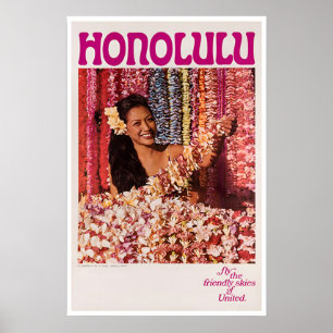Honolulu Poster Hawaii Reise Kunst Hawaiianischer