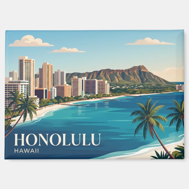 Honolulu Skyline Hawaii Magnet (Vorderseite)