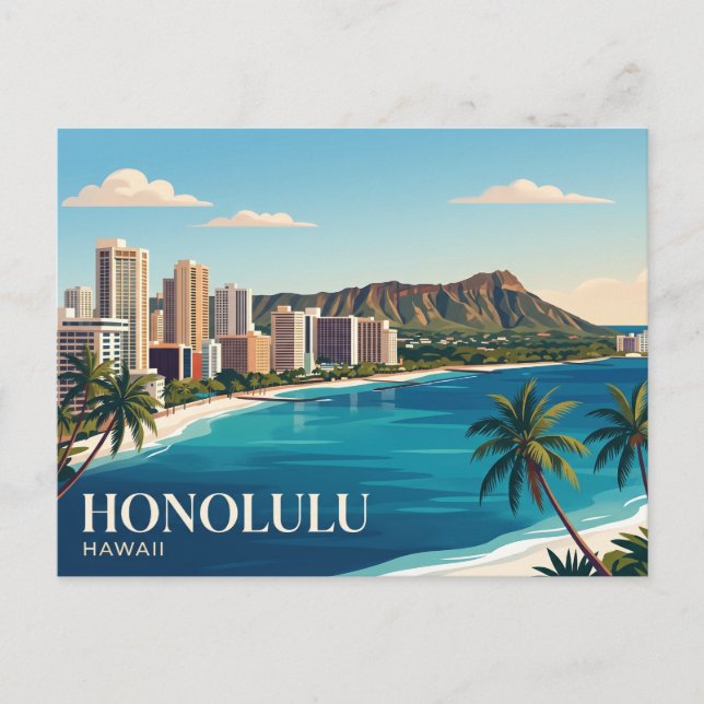 Honolulu Skyline Hawaii Postkarte (Vorderseite)