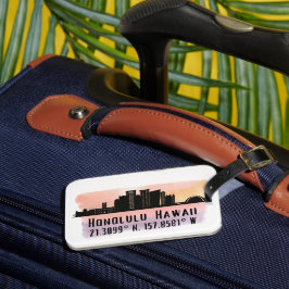 Honolulu Skyline Latitude und Längengrad Gepäckanhänger