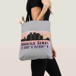 Honolulu Skyline Latitude und Längengrad Tasche