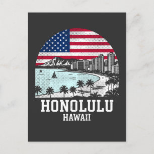 Honolulu Stadt Hawaii Amerikanische Flagge Postkarte