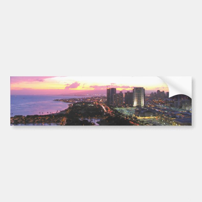 Honolulu-Stadtbild Hawaii-Sonnenuntergang Autoaufkleber (Vorne)
