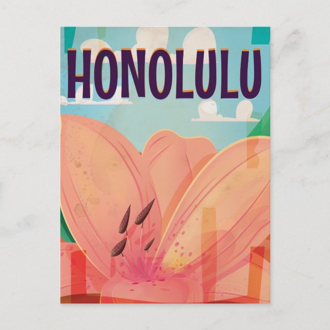 honolulu Vintage Travel Poster Postkarte (Vorderseite)