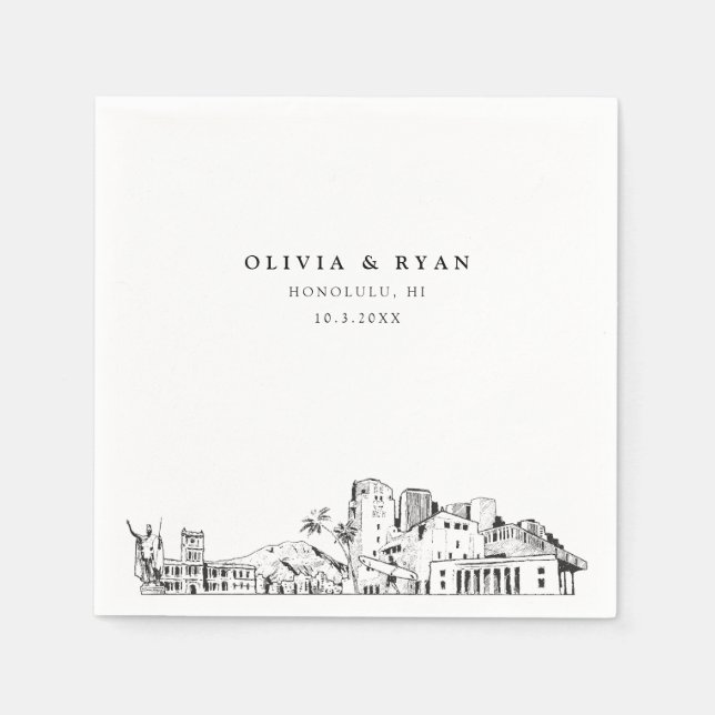 Honolulu Wedding Minimalistisch Paper Serviette (Vorderseite)