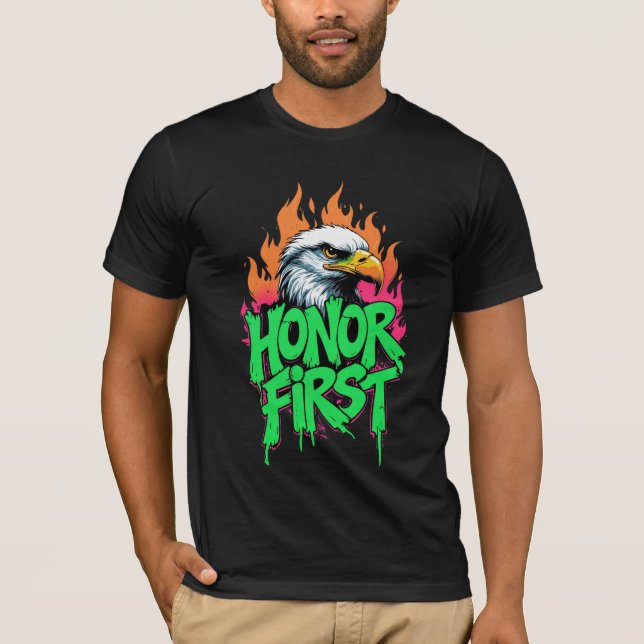 Honor First Bald Eagle T - Shirt Patriotic USA (Vorderseite)