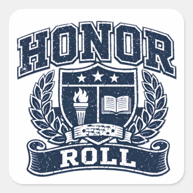 Honor Roll – Academic Excellence College Quadratischer Aufkleber (Vorderseite)