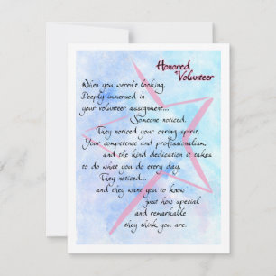 Honor Volunteer Carte de remerciements