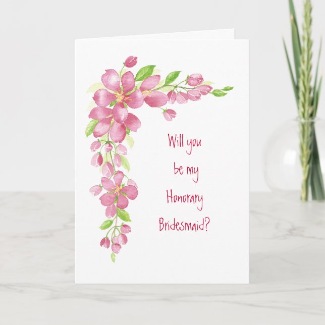 Honorar Bridesmaid Vintag Cherry Blossom Pink Einladung (Vorderseite)