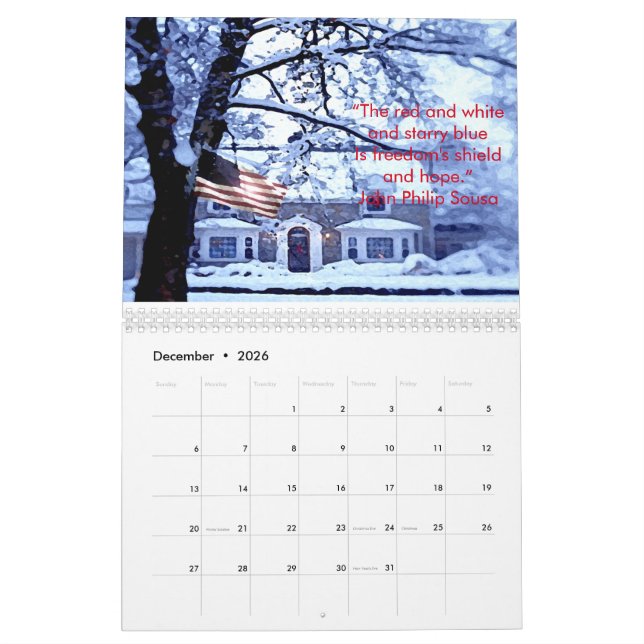Honorer notre calendrier du drapeau américain 2018 (Dec 2026)