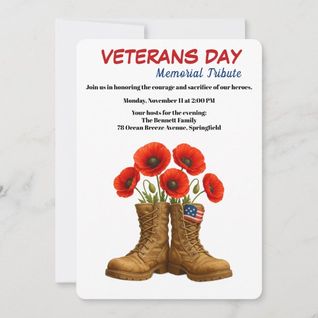 Honoring Heroes | Veterans Day Tribute Einladung (Vorderseite)