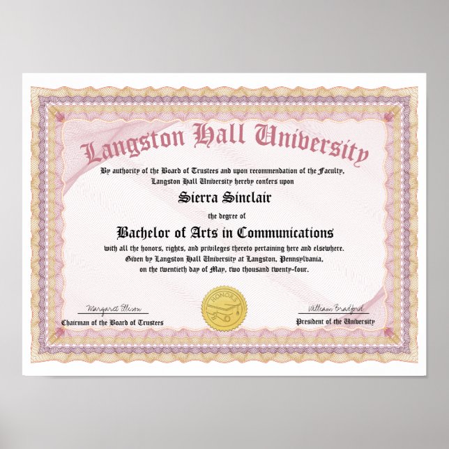 Honors College or University Diploma Replica Poster (Vorne)