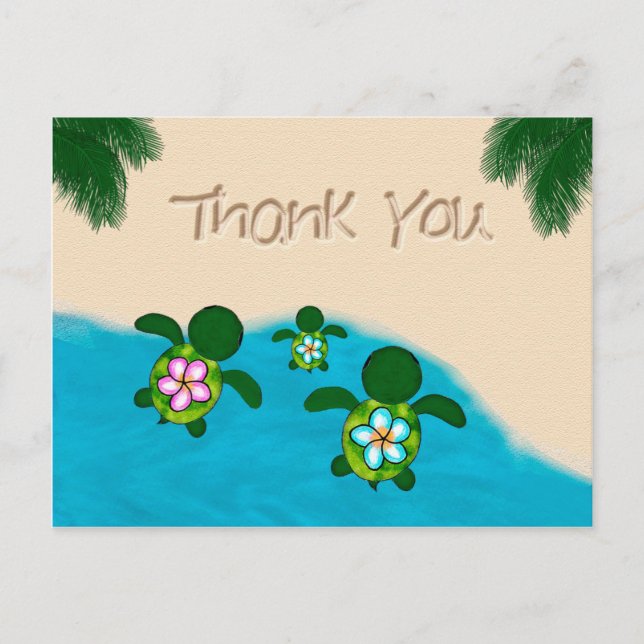 Honu Baby BOY Sea TURTLE Vielen Dank Boys Blue #28 Postkarte (Vorderseite)