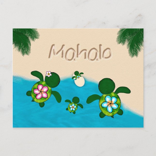 Honu Baby BOY Sea TURTLE Vielen Dank Boys Blue #28 Postkarte (Vorderseite)