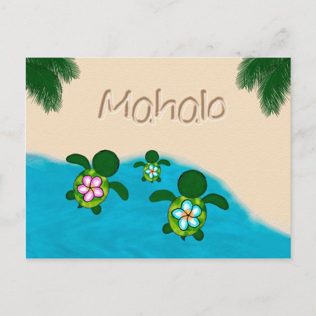 Honu Baby BOY Sea TURTLE Vielen Dank Boys Blue #28 Postkarte (Vorderseite)