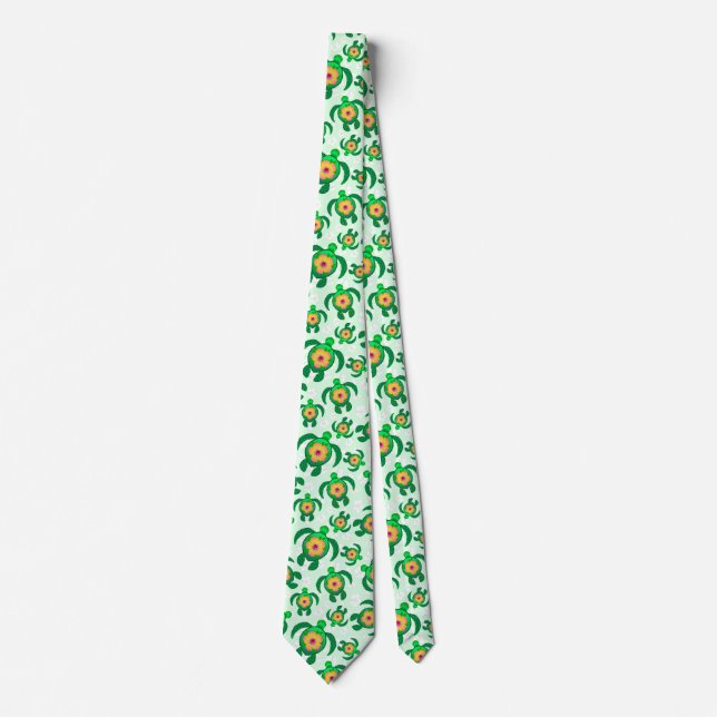 Honu Green Sea Turtles Hibiskus Blume Krawatte (Vorderseite)